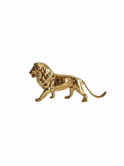 Large Solid Brass Lion Statue – Symbol of Strength & Protection | 19cm