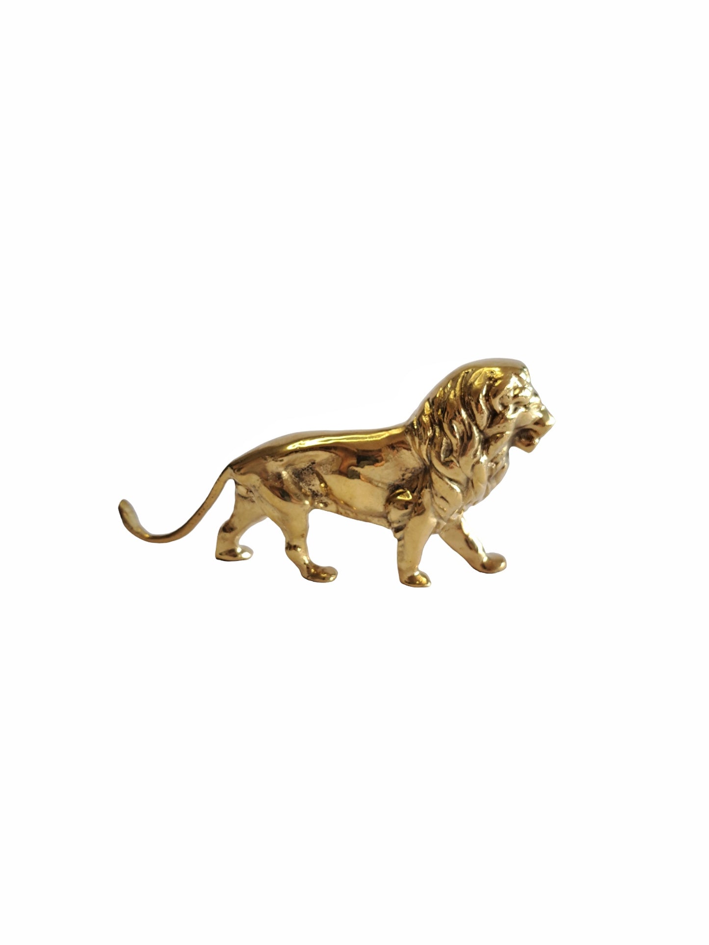 Large Solid Brass Lion Statue – Symbol of Strength & Protection | 19cm