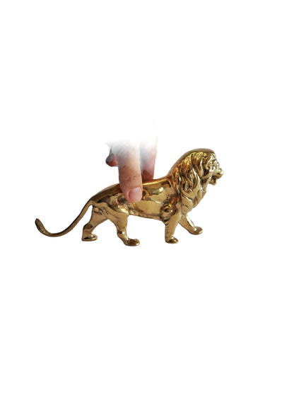 Large Solid Brass Lion Statue – Symbol of Strength & Protection | 19cm