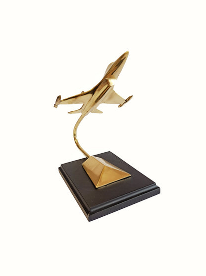 22cm Solid Brass F-16 Fighting Falcon Statue – Collectible Aviation Decor