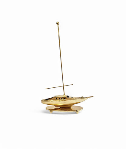 Elegant Brass Sailboat Sculpture – Solid Brass, Mirror Gold Finish