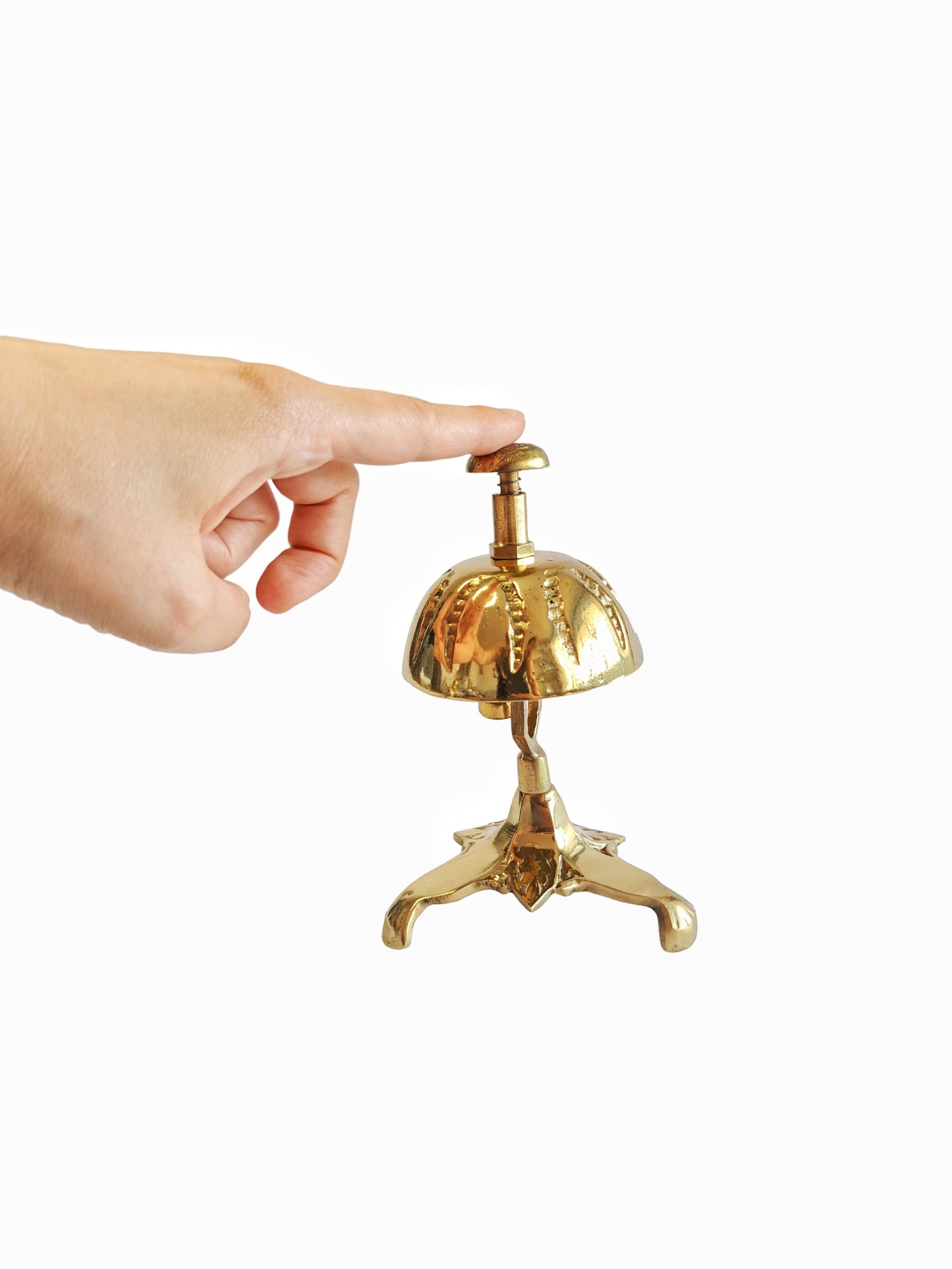 Elegant Brass Desk Bell – Gold Finish, Traditional Cast Design, 16cm