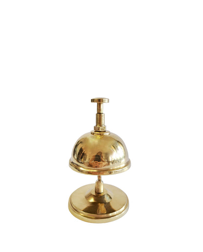 Elegant 14cm Brass Desk Bell – Mirror-Finished Gold, Vintage Cast Brass Craft