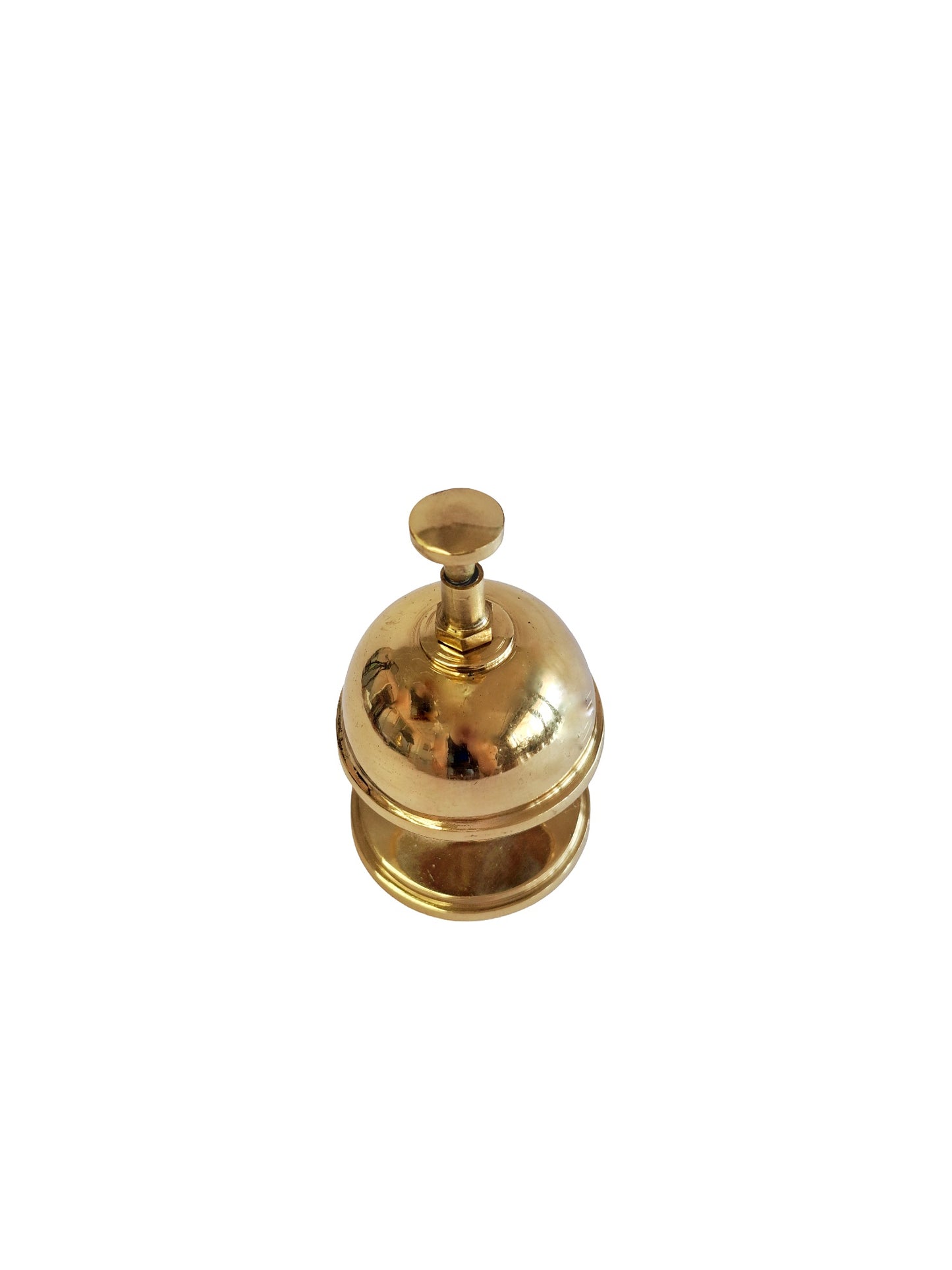 Elegant 14cm Brass Desk Bell – Mirror-Finished Gold, Vintage Cast Brass Craft