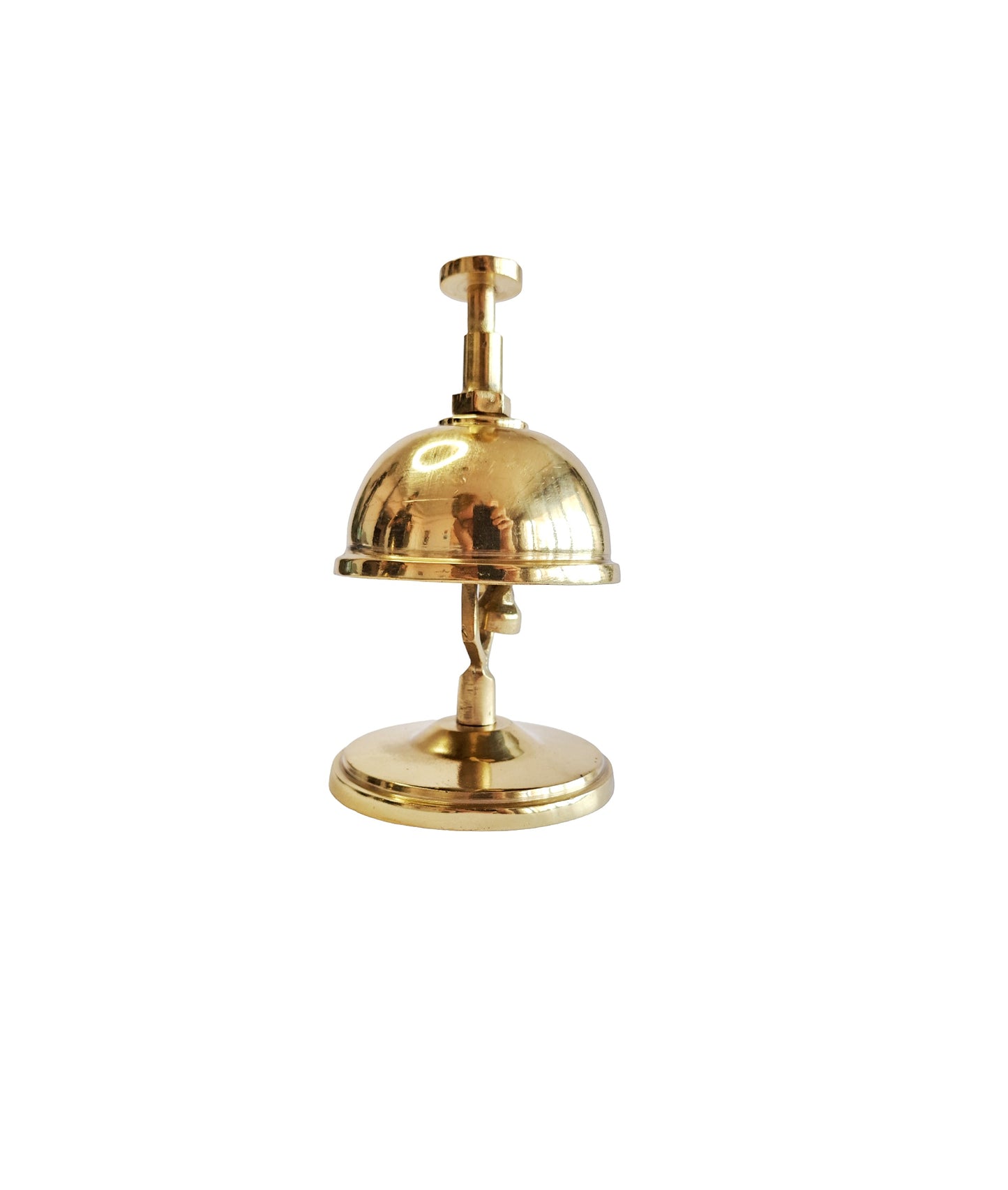 Elegant 14cm Brass Desk Bell – Mirror-Finished Gold, Vintage Cast Brass Craft