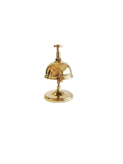 Elegant 14cm Brass Desk Bell – Mirror-Finished Gold, Vintage Cast Brass Craft