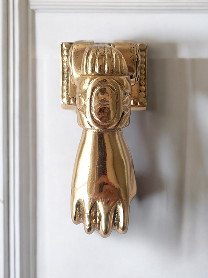 Vintage Brass Fatima's Hand Door Knocker – Mirror Gold, 10cm