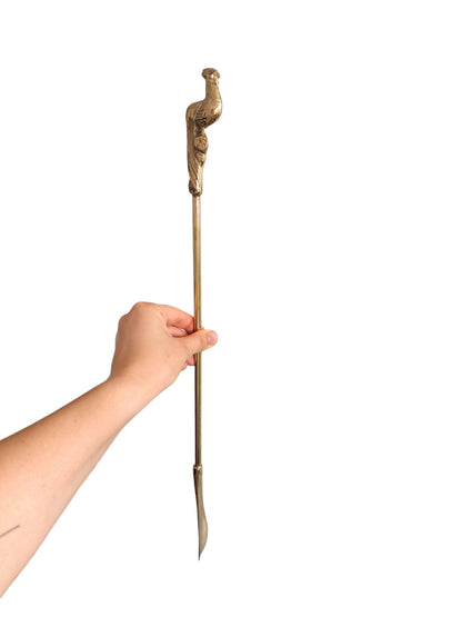 55cm Extra Long-Handle Brass Shoehorn, Peacock Shape Handle