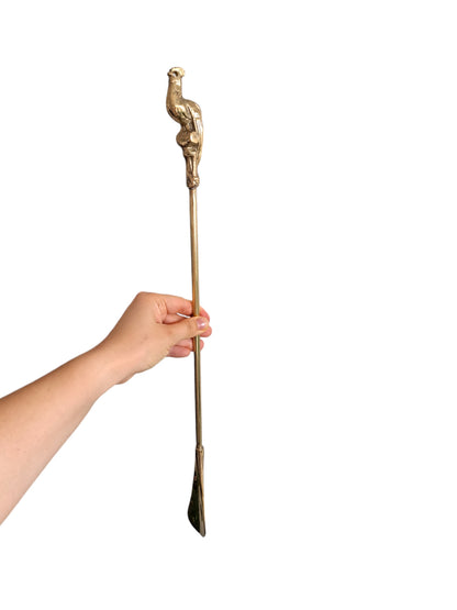 55cm Extra Long-Handle Brass Shoehorn, Peacock Shape Handle