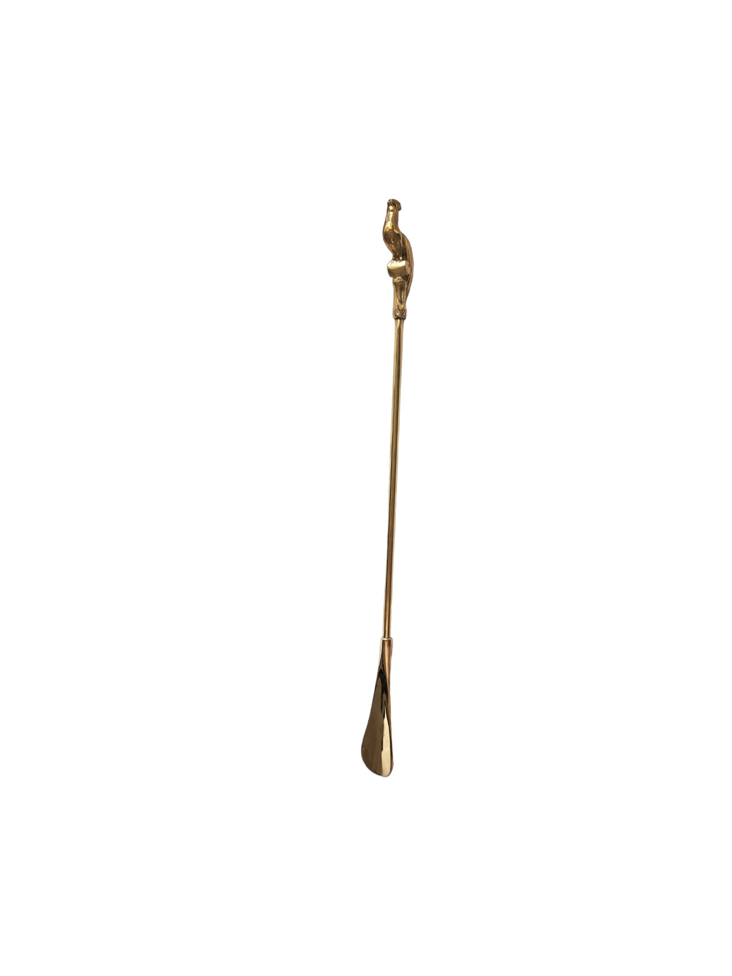 55cm Extra Long-Handle Brass Shoehorn, Peacock Shape Handle