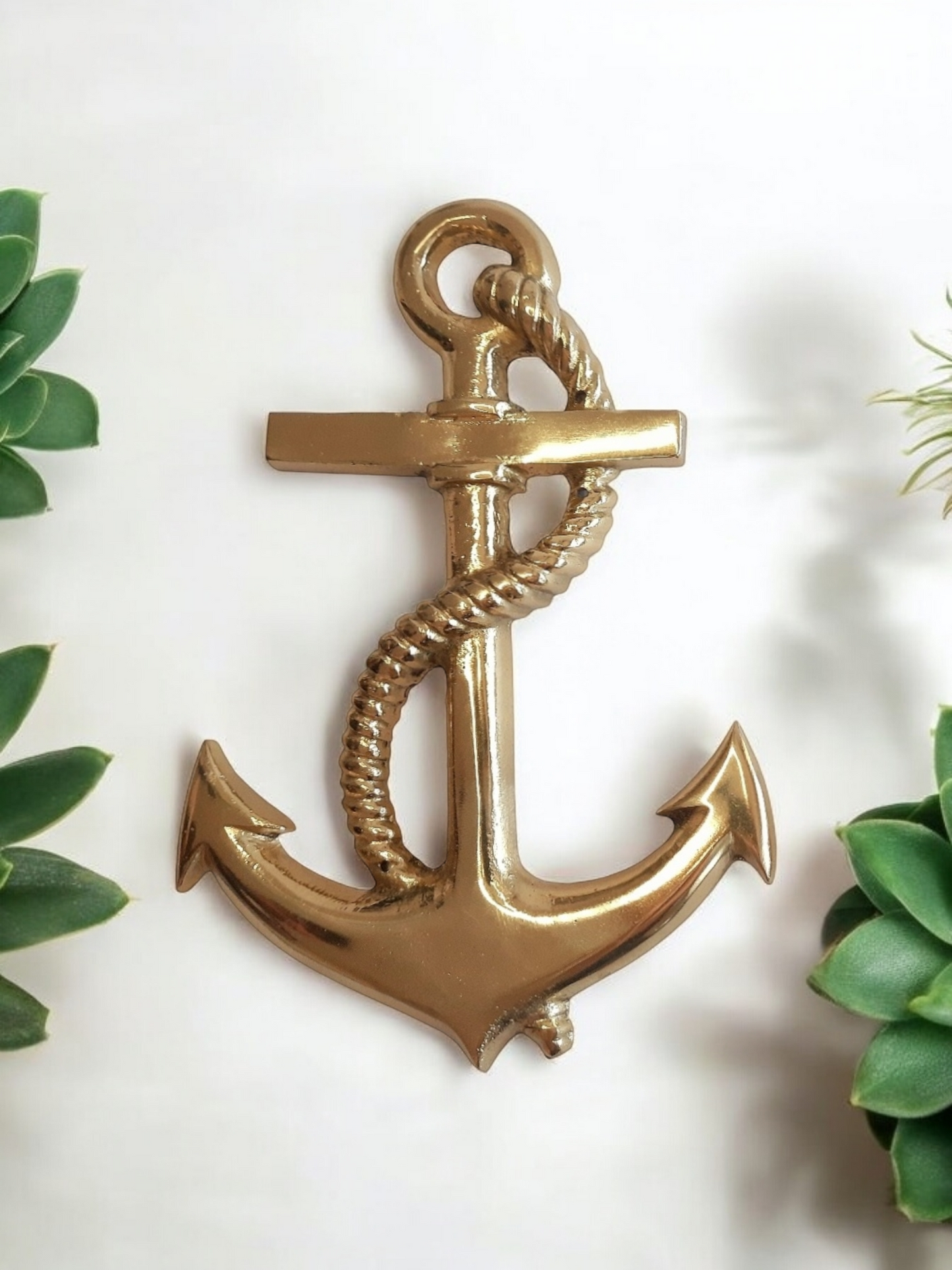 Brass Nautical Anchor Wall Decor – Antique and Mirror Gold Options – Vintage Maritime Style, 19.5cm x 13cm