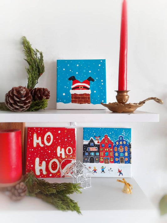 Hand-Painted Christmas Wall Decor Set of 2 - Cute & Colorful Holiday Decorations