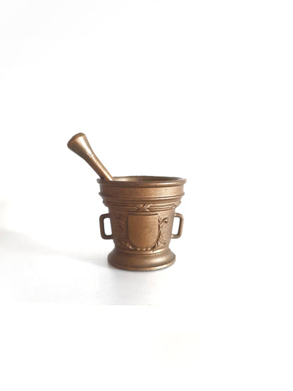 Antique Heavy Brass Mortar and Pestle, Rustic Kitchen Decor