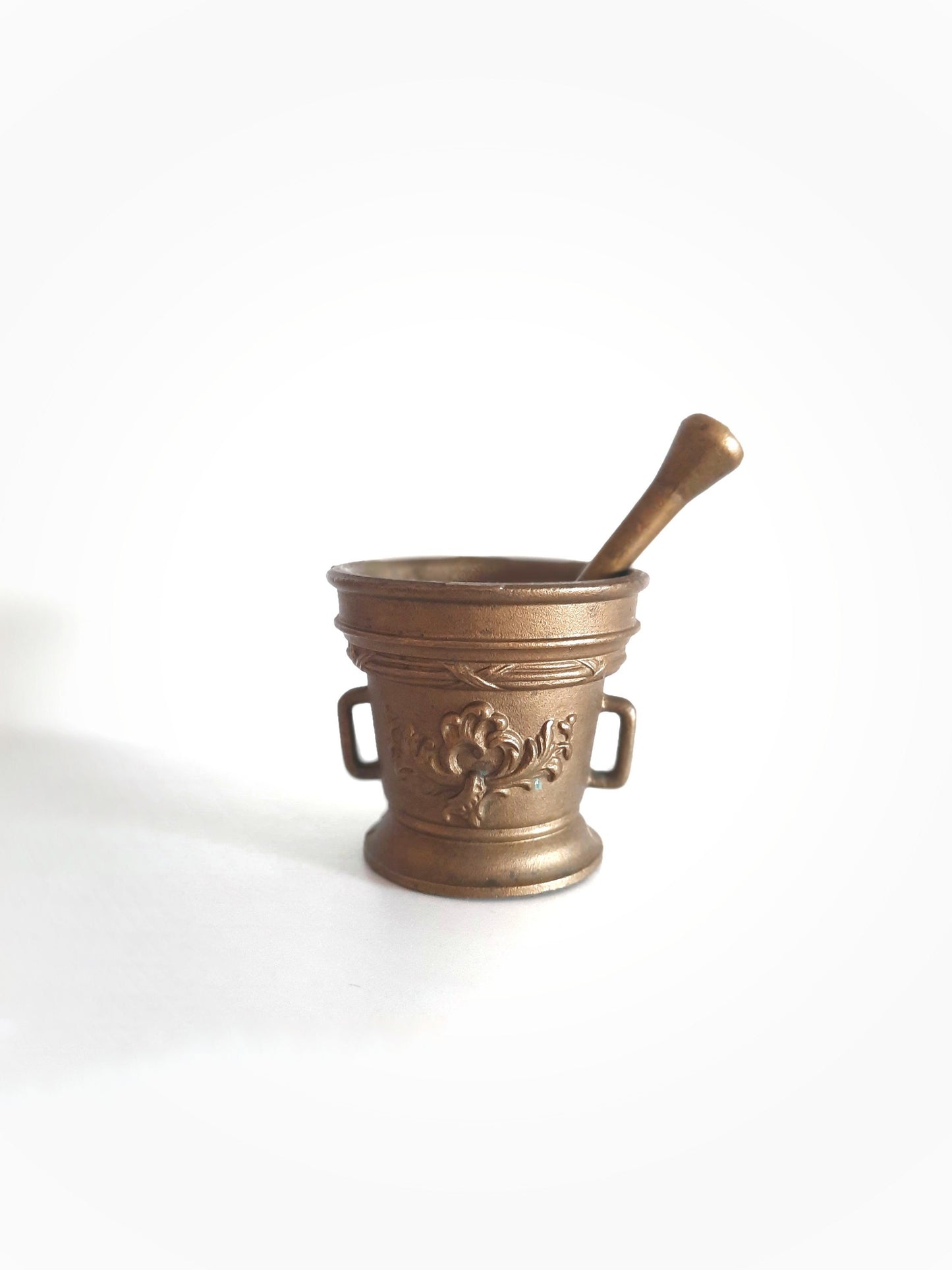 Antique Heavy Brass Mortar and Pestle, Rustic Kitchen Decor