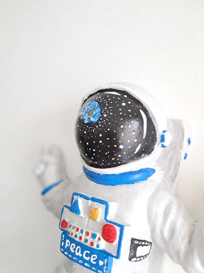 Handpainted Hanging Astronaut Wall Decor – Spaceman on the Moon