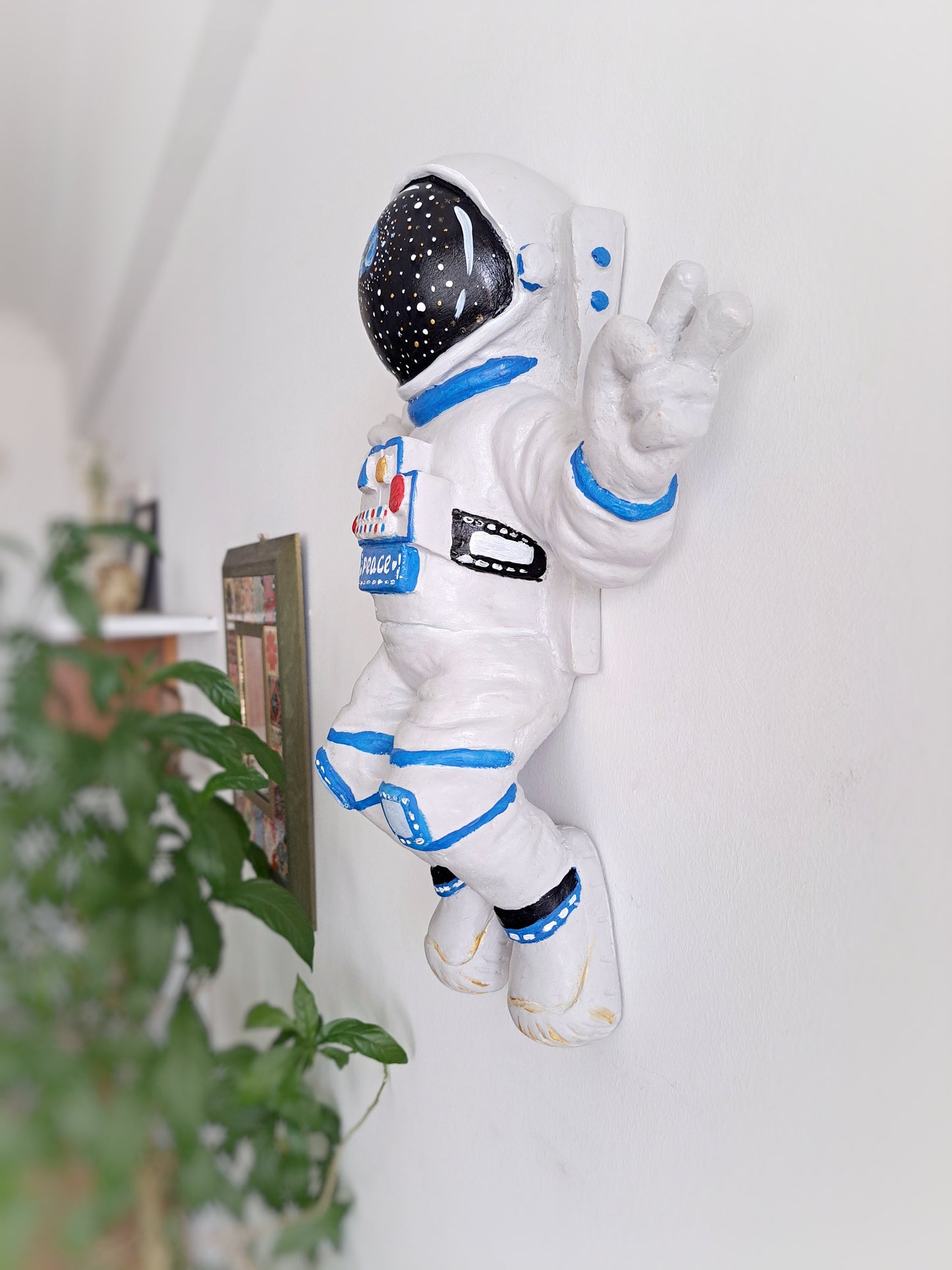 Handpainted Hanging Astronaut Wall Decor – Spaceman on the Moon