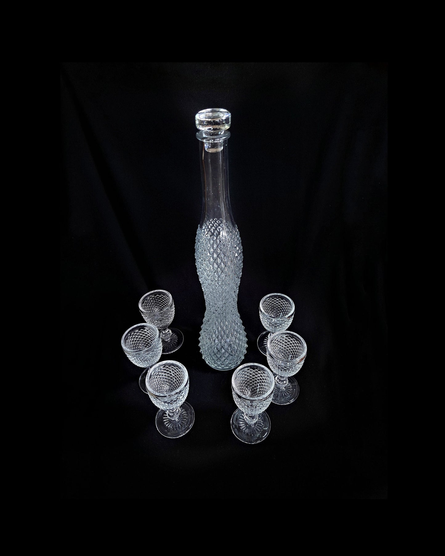 Vintage Classic 7 Pcs Crystal Decanter Set with Glasses