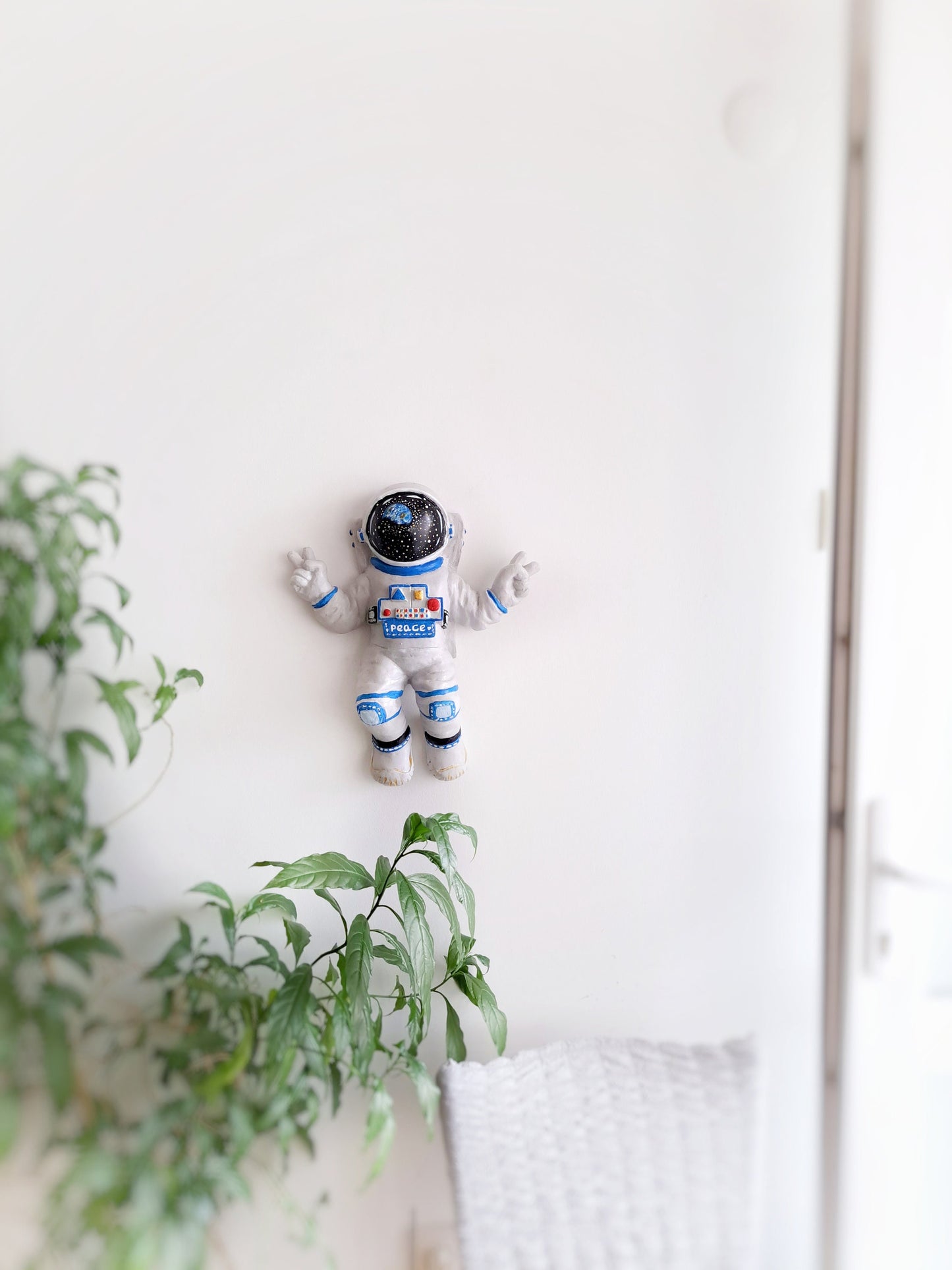 Handpainted Hanging Astronaut Wall Decor – Spaceman on the Moon