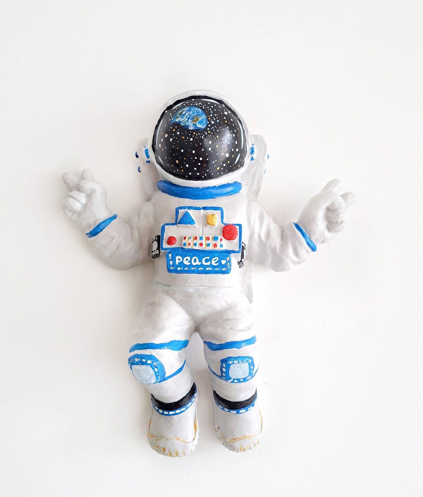 Handpainted Hanging Astronaut Wall Decor – Spaceman on the Moon