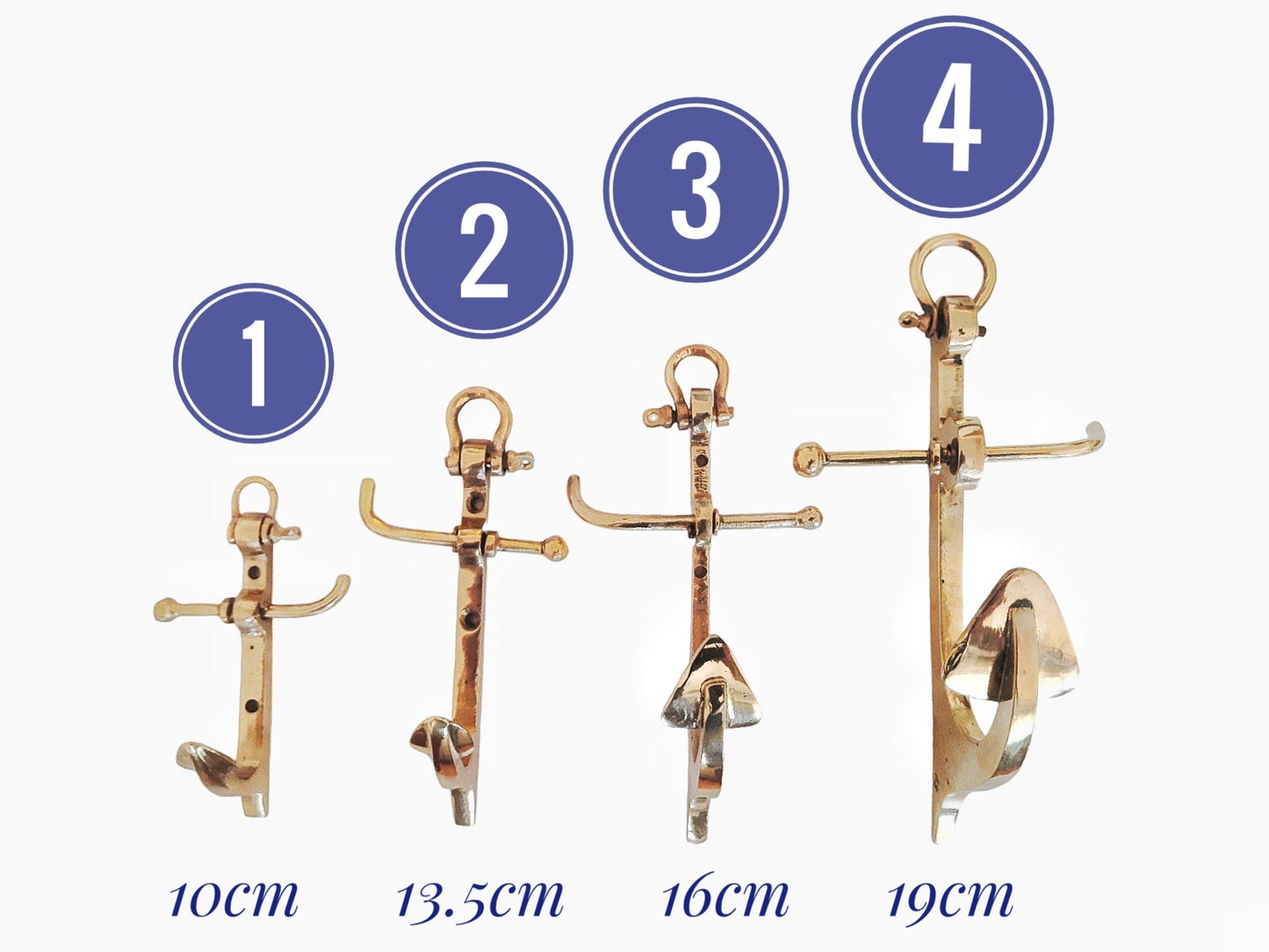 Brass Hanging Hooks, Cast Brass Anchor Shaped Coat Hooks