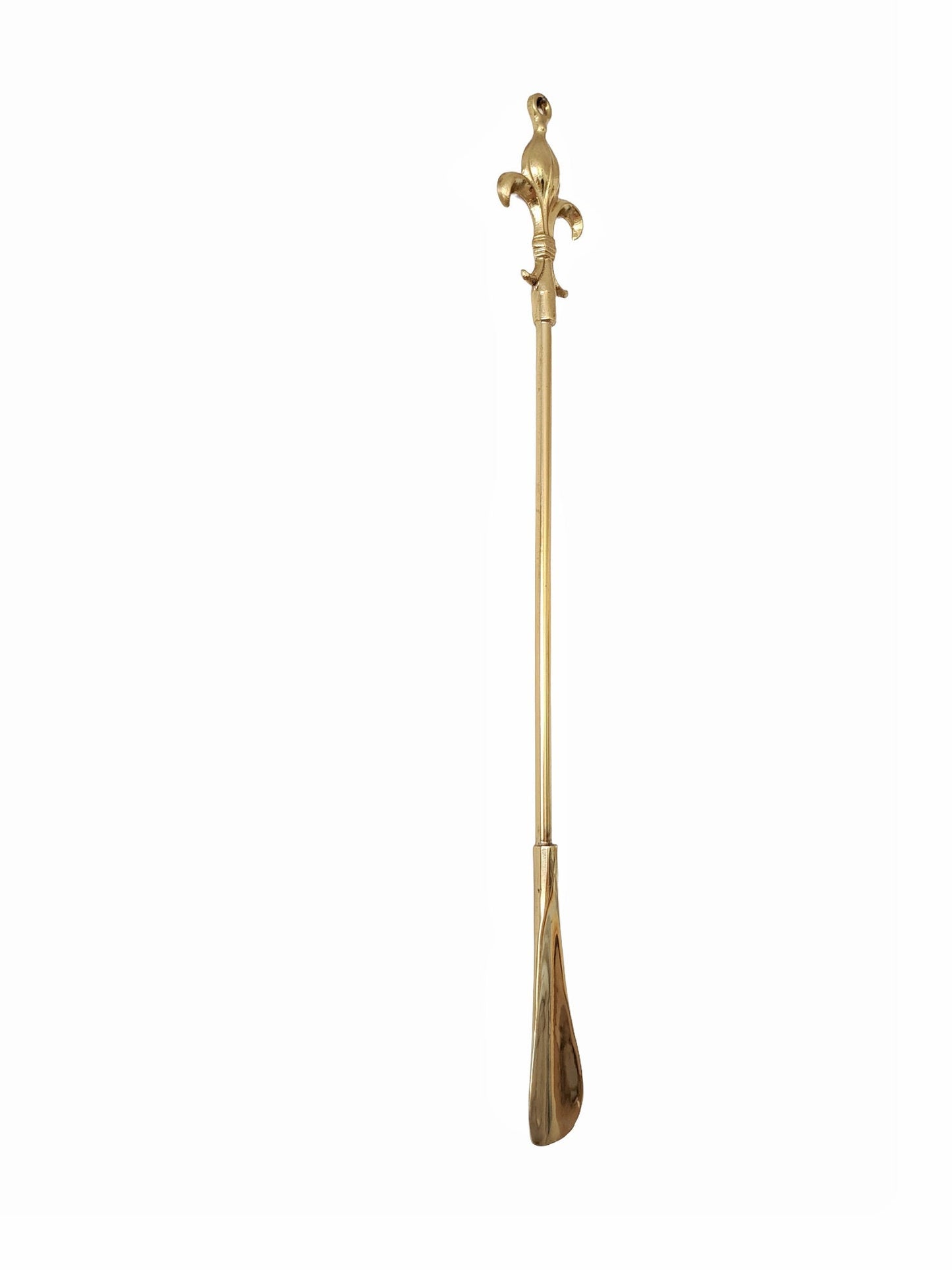 Elegant Brass Shoehorn with Fleur-de-Lis Handle - Traditional Handmade 56cm Gold