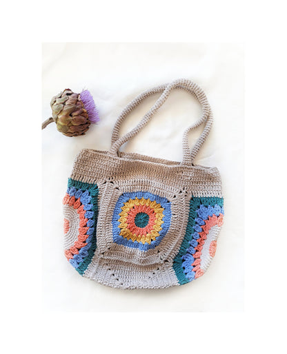 Handmade Knitted bag, eco bag, string bag, fish net, square bag, beach bag, summer bag for women, cotton woman handbag