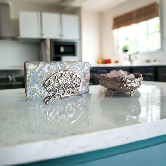 Tinned Brass Napkin Holder and Sugar Bowl