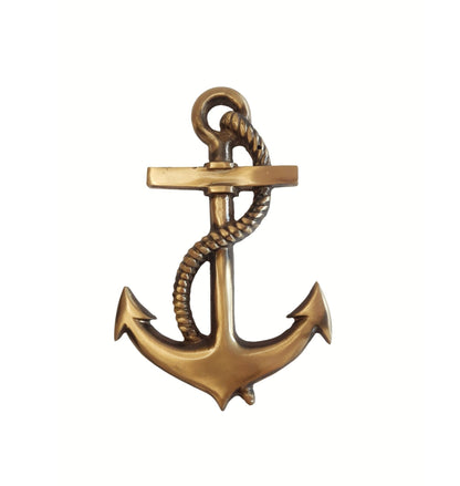 Brass Nautical Anchor Wall Decor – Antique and Mirror Gold Options – Vintage Maritime Style, 19.5cm x 13cm