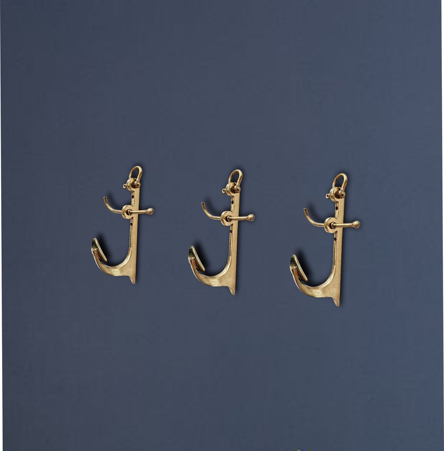 Brass Hanging Hooks, Cast Brass Anchor Shaped Coat Hooks