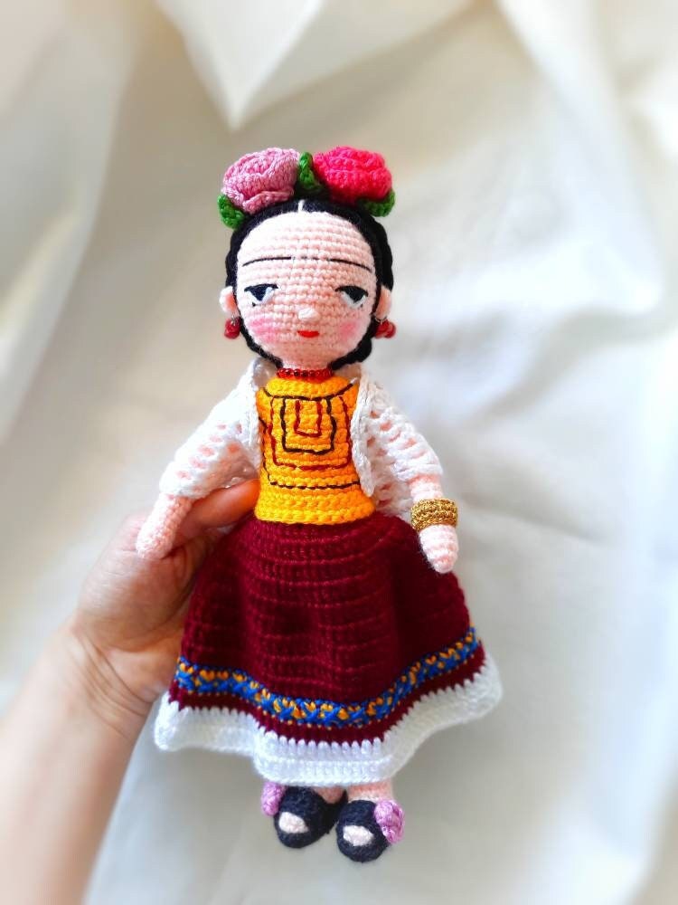 Frida Kahlo Knitted Toy, Handmade Toy for Child, Amigurumi Art Toy