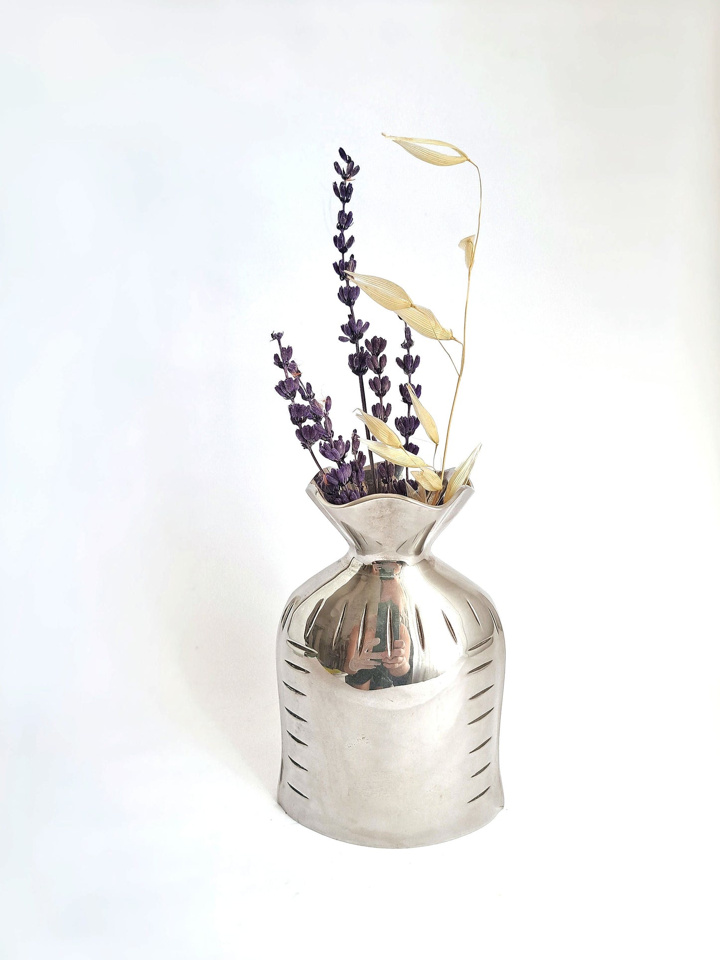 Vintage Vase - Silver Plated Paper Bouquet Shape, 14cm