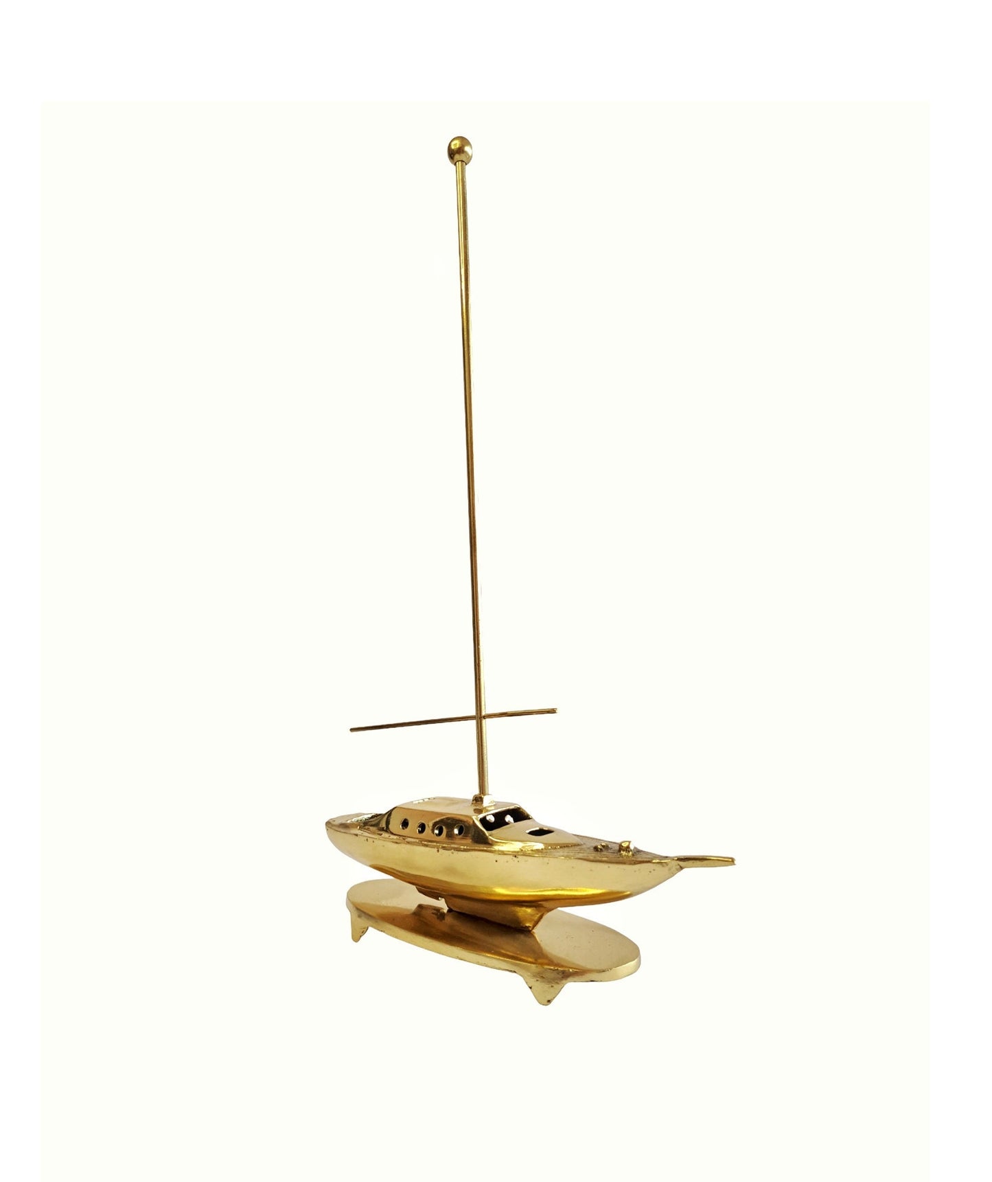 Elegant Brass Sailboat Sculpture – Solid Brass, Mirror Gold Finish