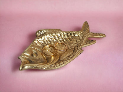 Brass Fish-Shaped Trinket Plate – 12.5 cm Unique Vintage-Style Jewelry Holder