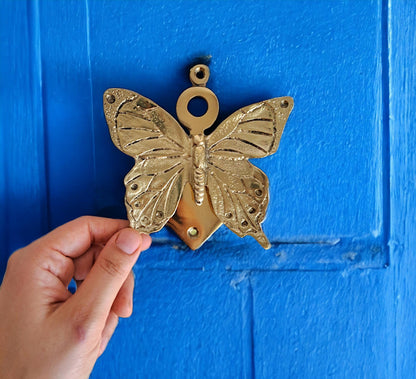 Solid Brass Butterfly Door Knocker – Gold & Antique Gold