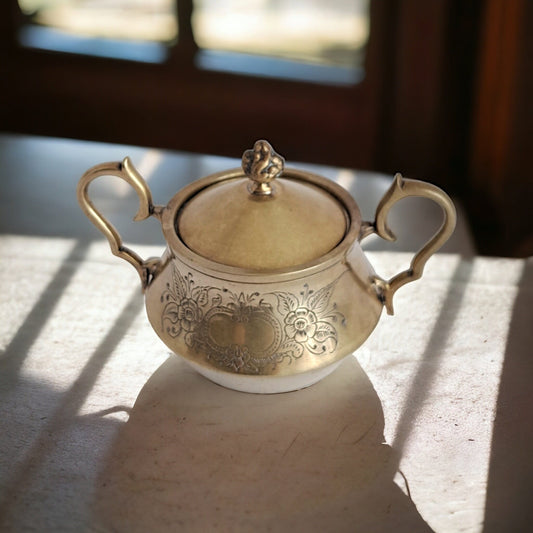 Vintage Engraved Brass Bowl - Gold EPNS Decorative Piece