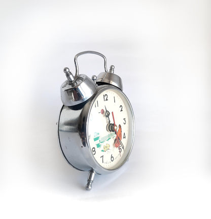 70s Vintage Twin Bell Chicken Clock – Wind-up Mechanical Pecking Chicken