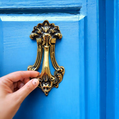 18cm Solid Brass Floral Door Knocker | Front Door Decoration