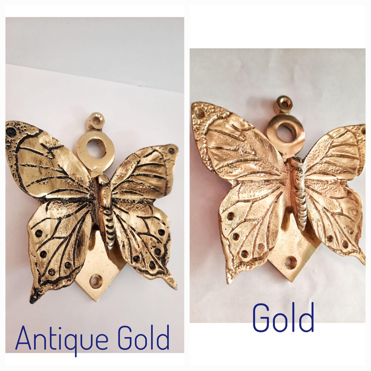 Solid Brass Butterfly Door Knocker – Gold & Antique Gold