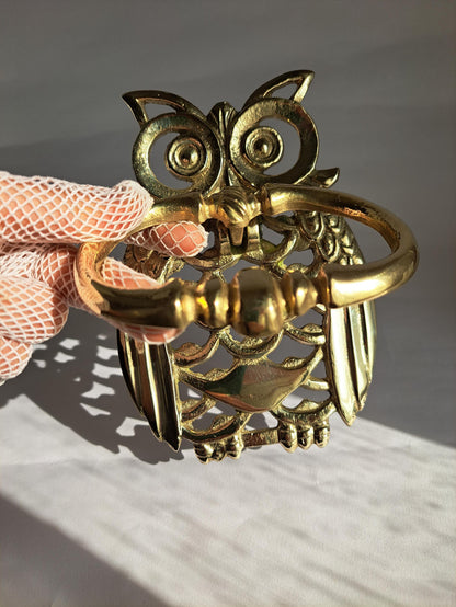 Gold Brass Owl Door Knocker – Handcrafted Vintage Design