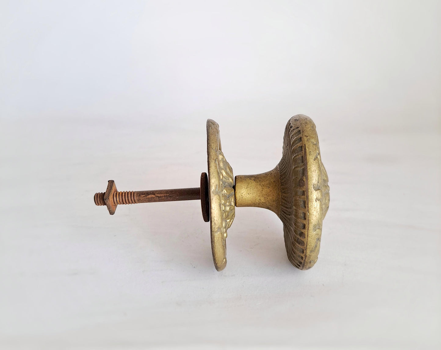 Vintage Brass Door Knob – Gold Floral Pattern, 20-30 Years Old, Antique Hardware