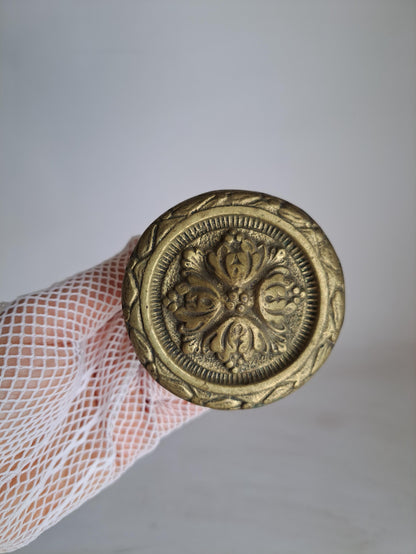 Vintage Brass Door Knob – Gold Floral Pattern, 20-30 Years Old, Antique Hardware