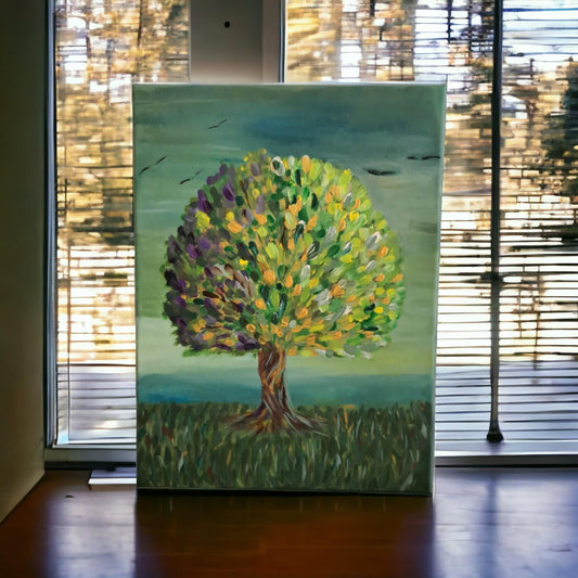 Original Acrylic Oil Painting on Canvas – Tree of Life Landscape Art