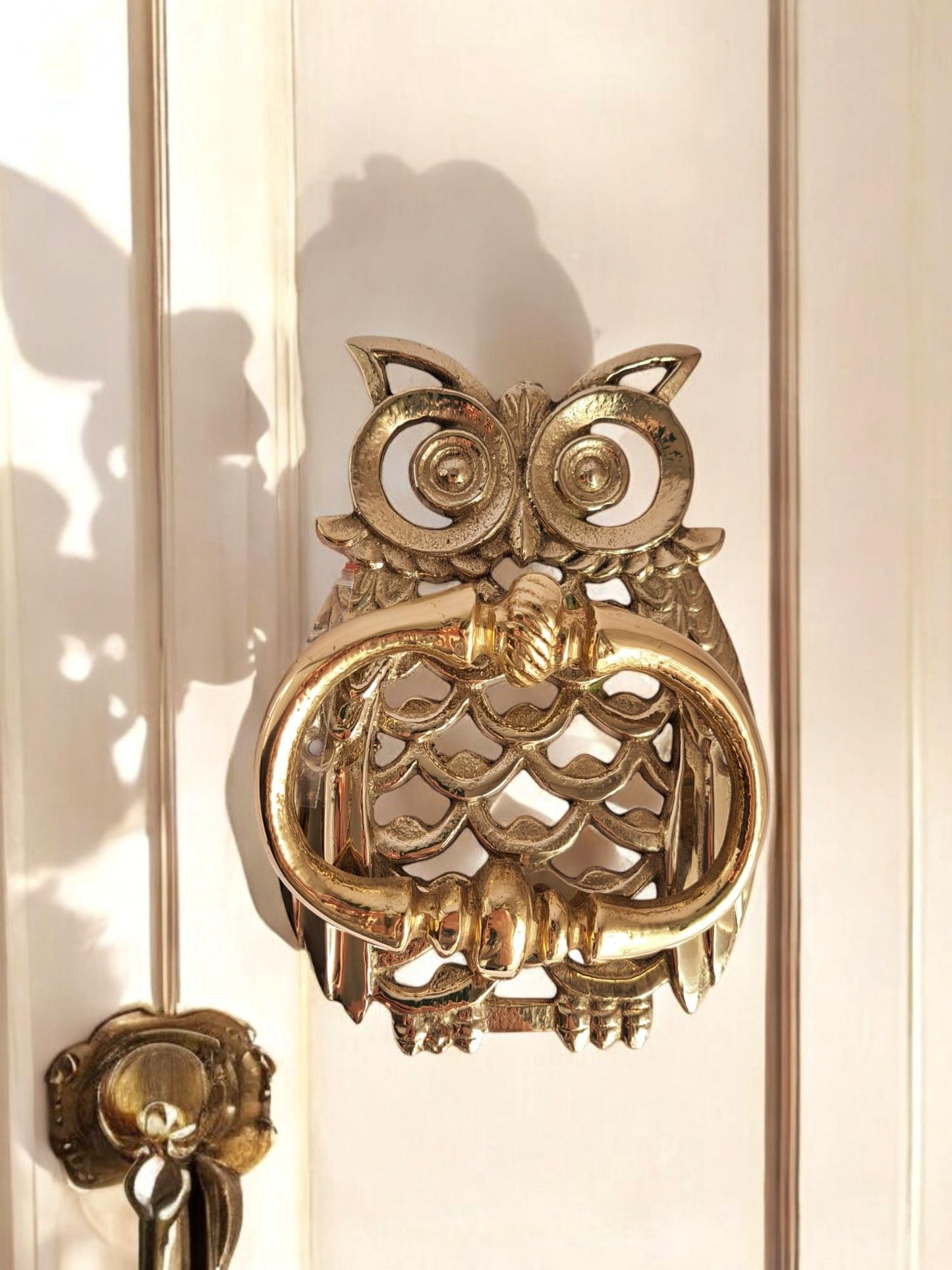 Gold Brass Owl Door Knocker – Handcrafted Vintage Design