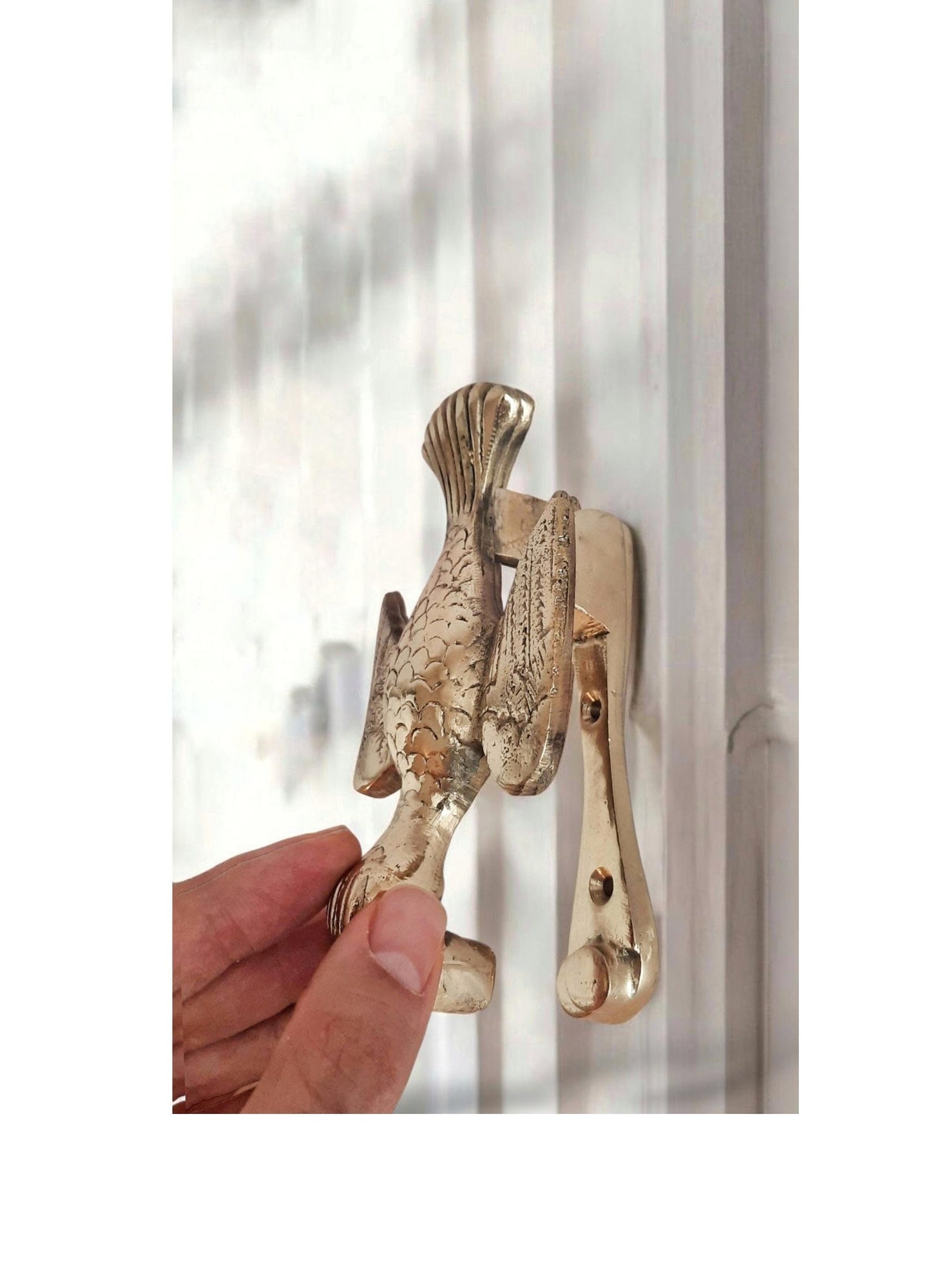 Vintage Brass Woodpecker Door Knocker – Elegant Mirror Gold Finish, 13cm Height