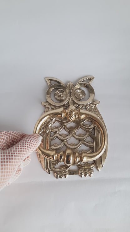 Gold Brass Owl Door Knocker – Handcrafted Vintage Design